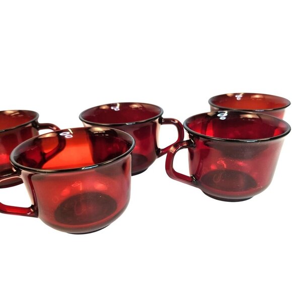 Arcopal France Ruby Red Glass Coffee Cups Set Of 2 Vintage Durable And Elegant D - Picture 9 of 9